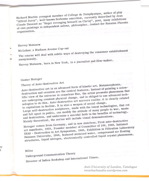 Anti University, Rorschach Audio Archive