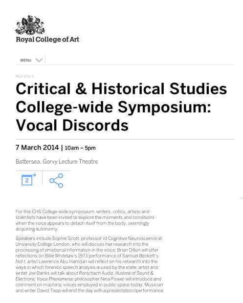 Rorschach Audio - Royal College of Art 2014